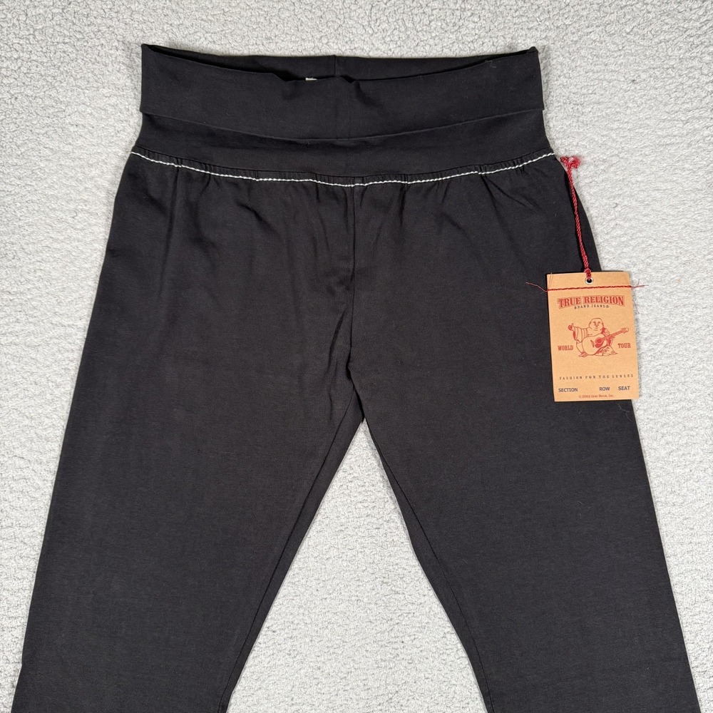 True Religion Leggings Womens Medium Black Eva Pant Athletic Hook Up Flare NWT - Picture 2 of 14